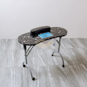 Foldable Manicure Station on Wheels with Carry bag | Black Flower Design with Dust Collector MT-020F Manicure Tables