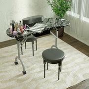 Foldable Manicure Station on Wheels with Carry bag | Black Flower Design MT-017F Manicure Tables