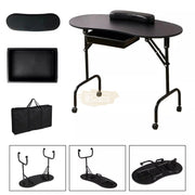 Foldable Manicure Station on Wheels with Carry bag - Black MT-001 Manicure Tables