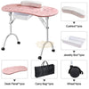 Foldable Manicure Station on Wheels with Carry bag | Pink Flower Design MT-017F Manicure Tables