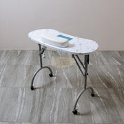 Foldable Manicure Station on Wheels with Carry bag | White Flower Design with Dust Collector MT-020F Manicure Tables