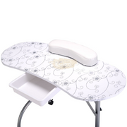 Foldable Manicure Station on Wheels with Carry bag | White Flower MT-017F Manicure Tables