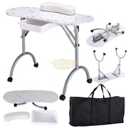 Foldable Manicure Station on Wheels with Carry bag | White Flower MT-017F Manicure Tables