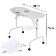 Foldable Manicure Station on Wheels with Carry bag - White MT-001 Manicure Tables