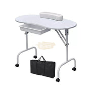 Foldable Manicure Station on Wheels with Carry bag - White MT-001 Manicure Tables