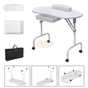 Foldable Manicure Station on Wheels with Carry bag - White MT-001 Manicure Tables