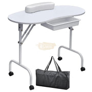 Foldable Manicure Station on Wheels with Carry bag - White MT-001 Manicure Tables