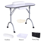 Foldable Manicure Station on Wheels with Carry bag - White MT-005 Manicure Tables
