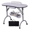 Foldable Manicure Station on Wheels with Carry bag - White MT-005 Manicure Tables