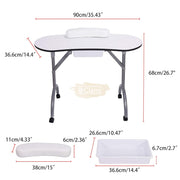 Foldable Manicure Station on Wheels with Carry bag - White MT-005 Manicure Tables