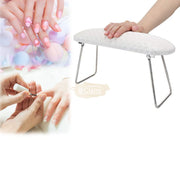 Foldable Microfiber Leather Hand Rest Manicure Station | White Nail Salon Accessories