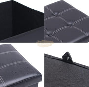 Foldable Ottoman with storage | Black with white | 76*38*38cm Ottoman