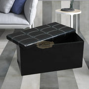 Foldable Ottoman with storage | Black with white | 76*38*38cm Ottoman