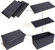 Foldable Ottoman with storage | Black with white | 76*38*38cm Ottoman