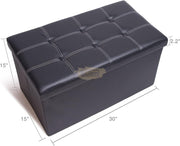 Foldable Ottoman with storage | Black with white | 76*38*38cm Ottoman