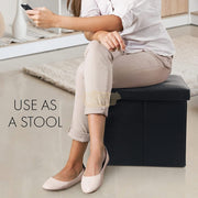 Folding Square Ottoman with Storage | Black | 36*36*36cm