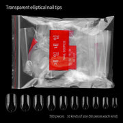 Full Cover Oval Nail Tips Clear 500 Tips Nail Tips