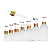Glass Dropper Bottle | Gold Cap | 100ml (Clear) Glass Bottle