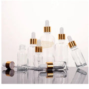 Glass Dropper Bottle | Gold Cap | 20ml (Clear) Glass Bottle