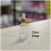 Glass Dropper Bottle | Gold Cap | 20ml (Clear)
