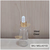 Glass Dropper Bottle | Gold Cap | 30ml (Clear) Glass Bottle