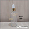 Glass Dropper Bottle | Gold Cap | 50ml (Clear) Glass Bottle