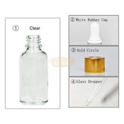 Glass Dropper Bottle | Gold Cap | 50ml (Clear) Glass Bottle