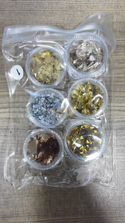 Glass Mix Nail Sequins Set - Available in 2 colors Set 1 (pack of 6) Nail Sequins