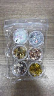 Glass Mix Nail Sequins Set - Available in 2 colors Set 2 (pack of 6) Nail Sequins