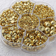 2000 pcs Gold Nail Art Beads – 3D Metallic Decoration Studs Set nail art decoration