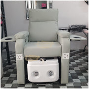Grey Electric Spa Recliner Chair with Pull-Out Foot Tub Manicure Trays & USB Ports Pedicure Chair