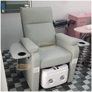 Grey Electric Spa Recliner Chair with Pull-Out Foot Tub Manicure Trays & USB Ports Pedicure Chair