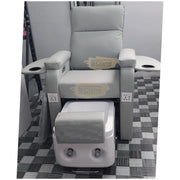 Grey Electric Spa Recliner Chair with Pull-Out Foot Tub Manicure Trays & USB Ports Pedicure Chair
