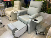 Grey Electric Spa Recliner Chair with Pull-Out Foot Tub Manicure Trays & USB Ports Pedicure Chair