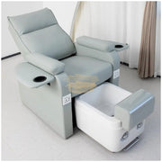 Grey Electric Spa Recliner Chair with Pull-Out Foot Tub Manicure Trays & USB Ports Pedicure Chair