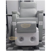 Grey Electric Spa Recliner Chair with Pull-Out Foot Tub Manicure Trays & USB Ports Pedicure Chair