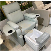 Grey Electric Spa Recliner Chair with Pull-Out Foot Tub Manicure Trays & USB Ports Pedicure Chair