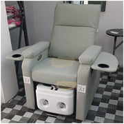 Grey Electric Spa Recliner Chair with Pull-Out Foot Tub Manicure Trays & USB Ports Pedicure Chair