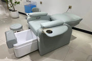 Grey Electric Spa Recliner Chair with Pull-Out Foot Tub Manicure Trays & USB Ports Pedicure Chair