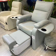 Grey Electric Spa Recliner Chair with Pull-Out Foot Tub Manicure Trays & USB Ports Pedicure Chair