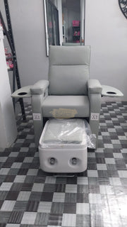 Grey Electric Spa Recliner Chair with Pull-Out Foot Tub Manicure Trays & USB Ports Pedicure Chair