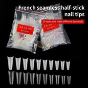 Half Cover French Curve Nail Tips Clear H-063 100 Tips Bag Nail Tips