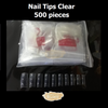 Half Cover Nail Tips Square Clear 500 Tips