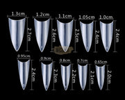 Half Cover Stiletto Round Edge Nail Tips Clear 500 Tips