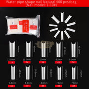 Half Cover Water Pipe Long Nail Tips Natural 500 Tips Nail Tips