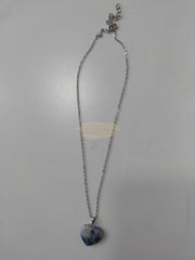 Heart Stone Pendant Necklace Deep Blue/White Necklaces