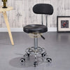 Height Adjustable Stool on wheels with backrest & footrest - Round - Black Stool