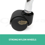 Height Adjustable Stool on wheels with backrest & footrest - Round - Black Stool