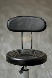 Height Adjustable Stool on wheels with backrest & footrest - Round - Black Stool