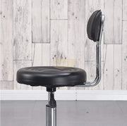 Height Adjustable Stool on wheels with backrest & footrest - Round - Black Stool